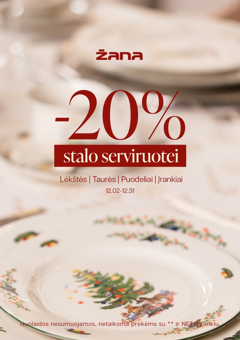 20% šventinei stalo serviruotei