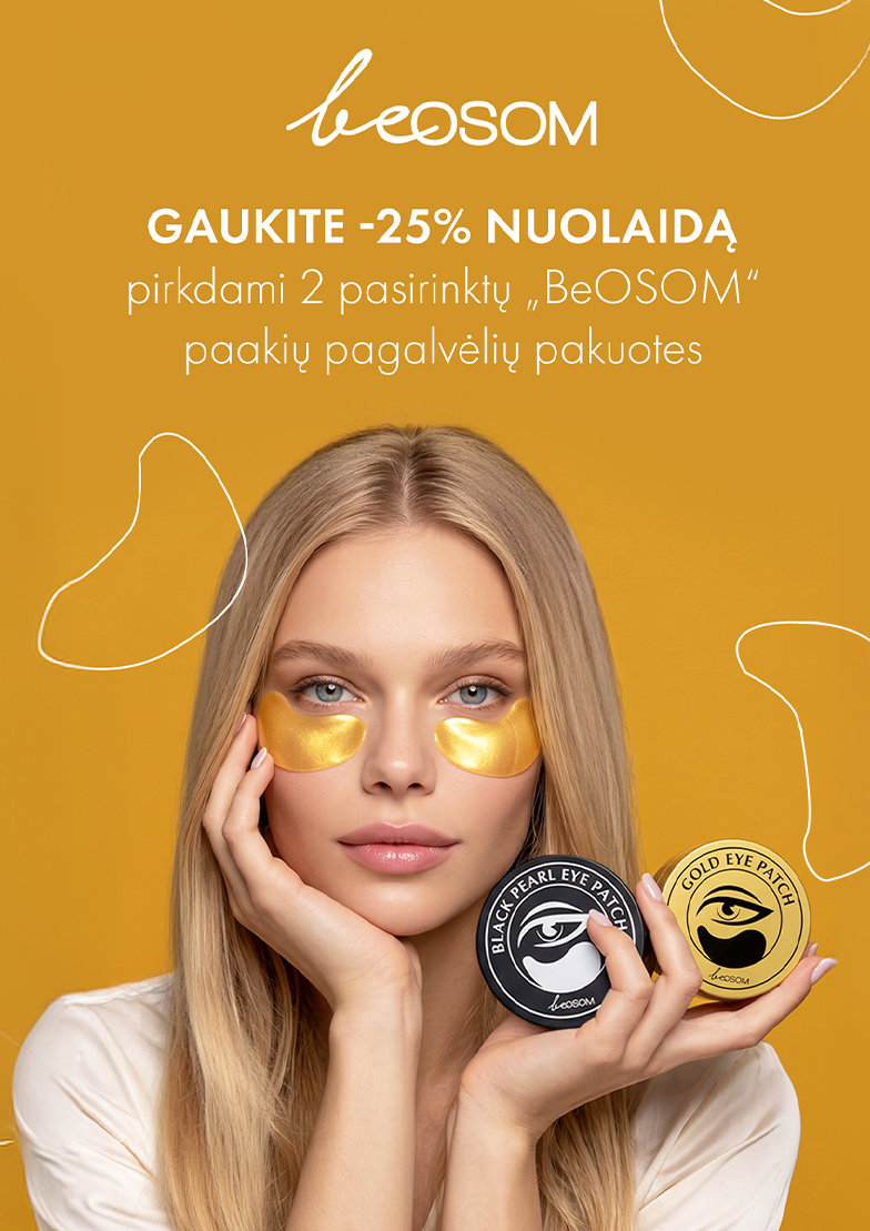 - 25% perkant 2 pakuotes „BeOsom“ paakių pagalvėlių