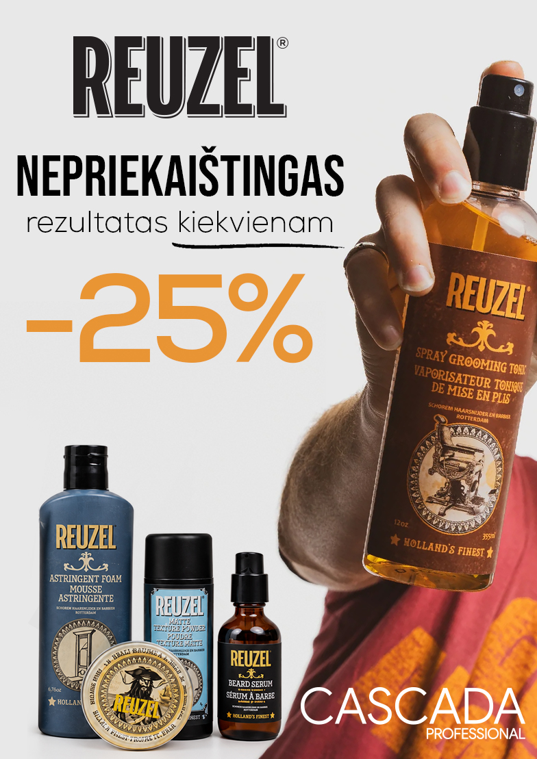 –25 % nuolaida REUZEL plaukų priežiūros ir formavimo priemonėms