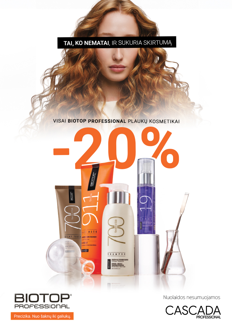 –20 % nuolaida visai BIOTOP PROFESSIONAL plaukų kosmetikai