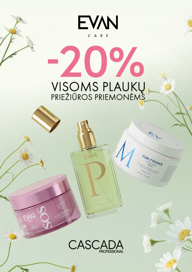 –20 % EVAN Care plaukų priežiūros priemonėms