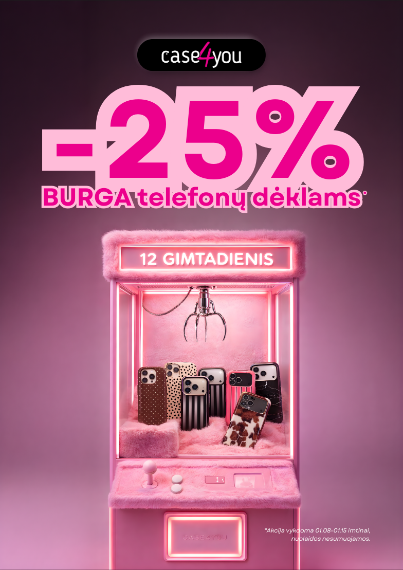 GIMTADIENIS: –25 % BURGA telefonų dėklams