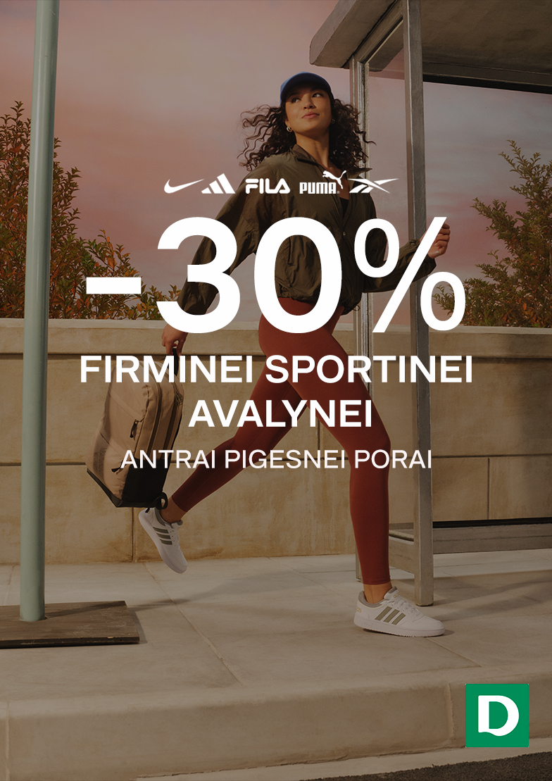 30% nuolaida firminei sportinei avalynei