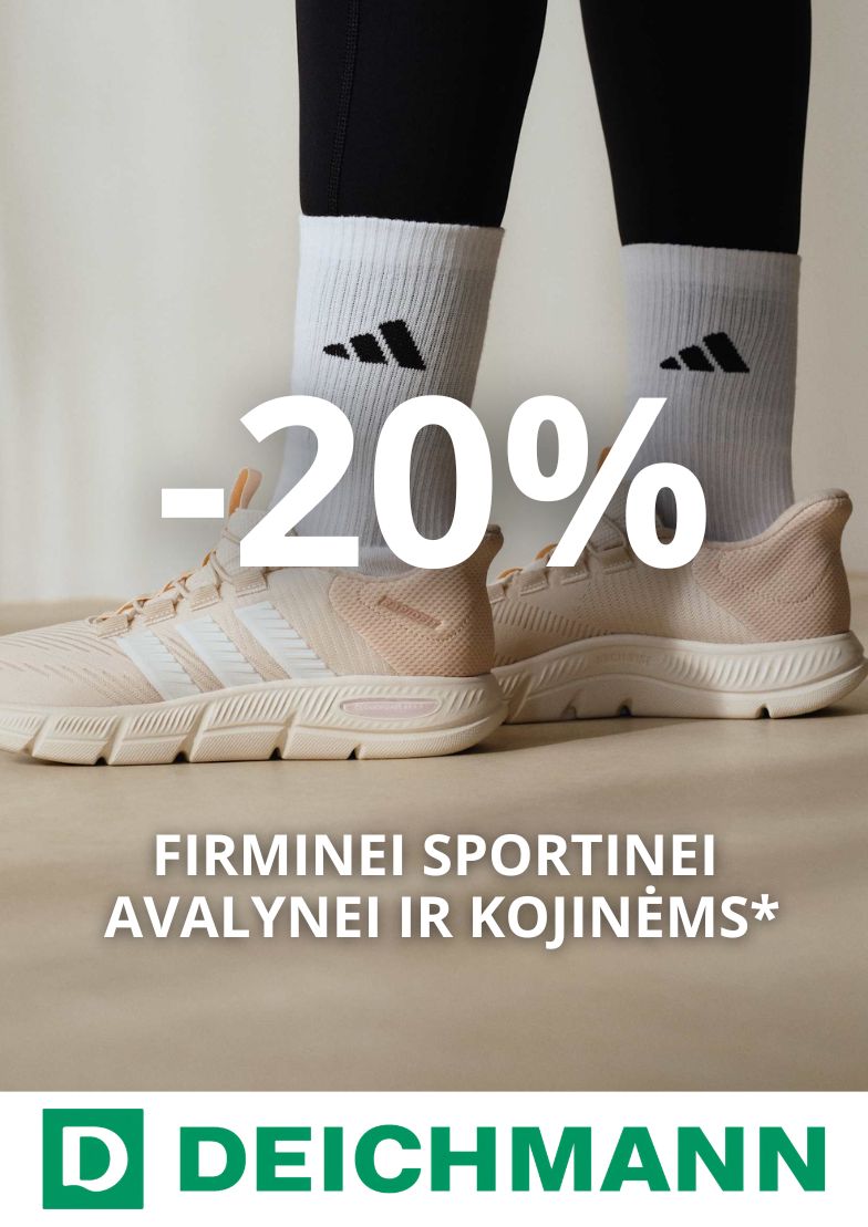 –20 % nuolaida firminei avalynei ir kojinėms!