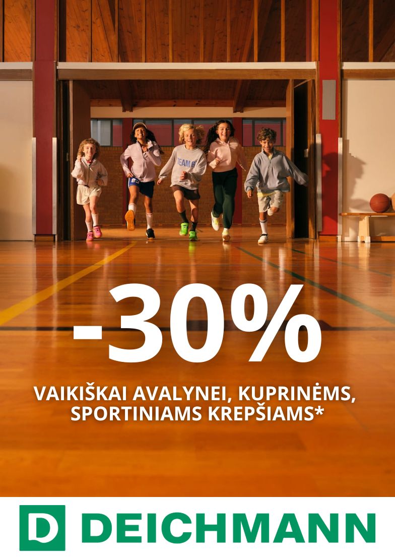 –30 % Vaikiškai avalynei, kuprinėms ir sportiniams krepšiams