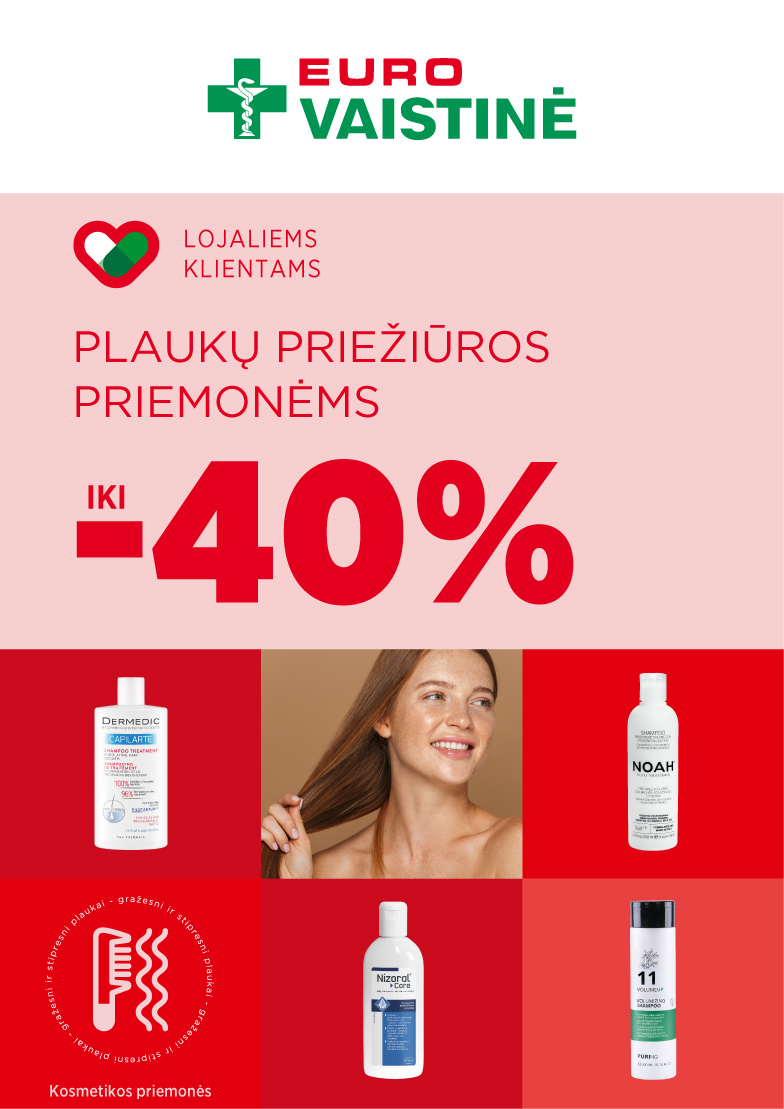 Plaukų priežiūros priemonėms iki –40 %