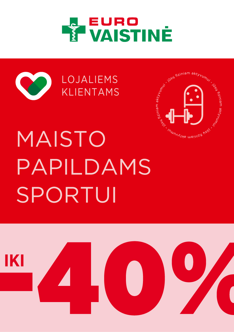 MAISTO PAPILDAMS SPORTUI iki -40 % (Lojaliems klientams)