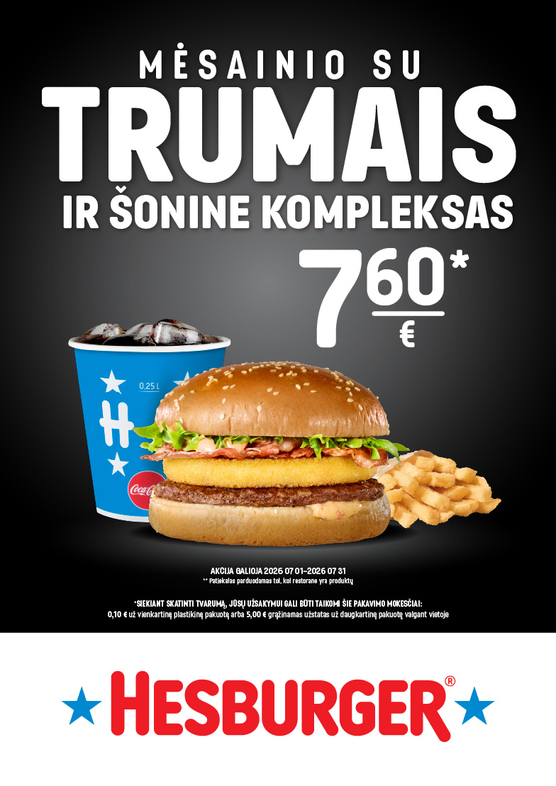 Mėsainio su trumais ir šonine kompleksas 7.60 Eur.*