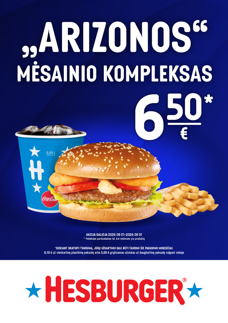 „Arizonos“ mėsainio kompleksas 6.50 Eur.*