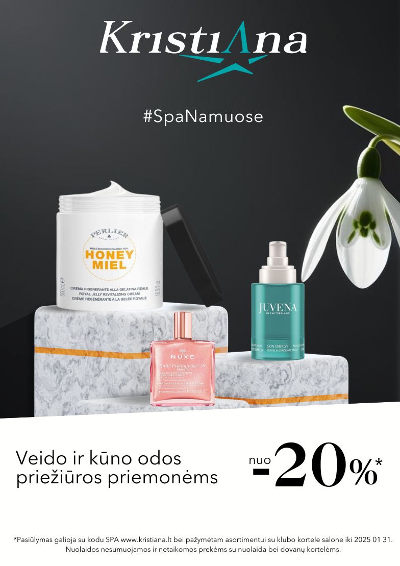 Nuo –20 % veido ir kūno odos priežiūros priemonėms!