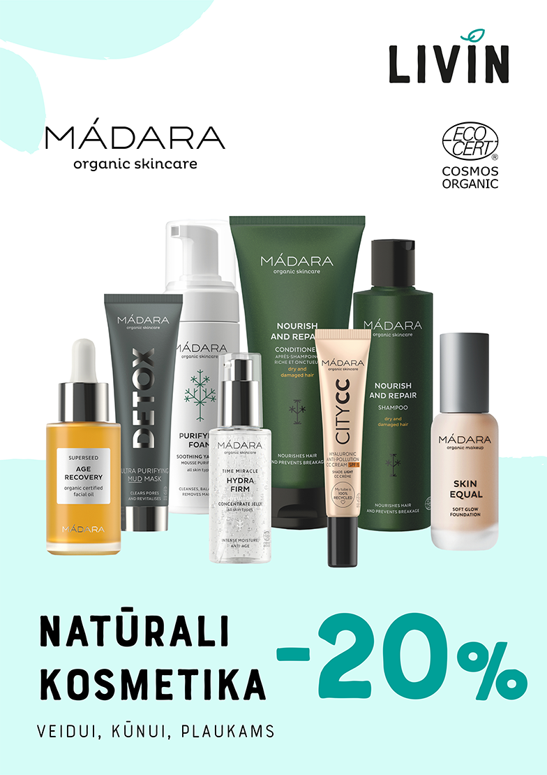 -20 % natūraliai kosmetikai „MÁDARA“
