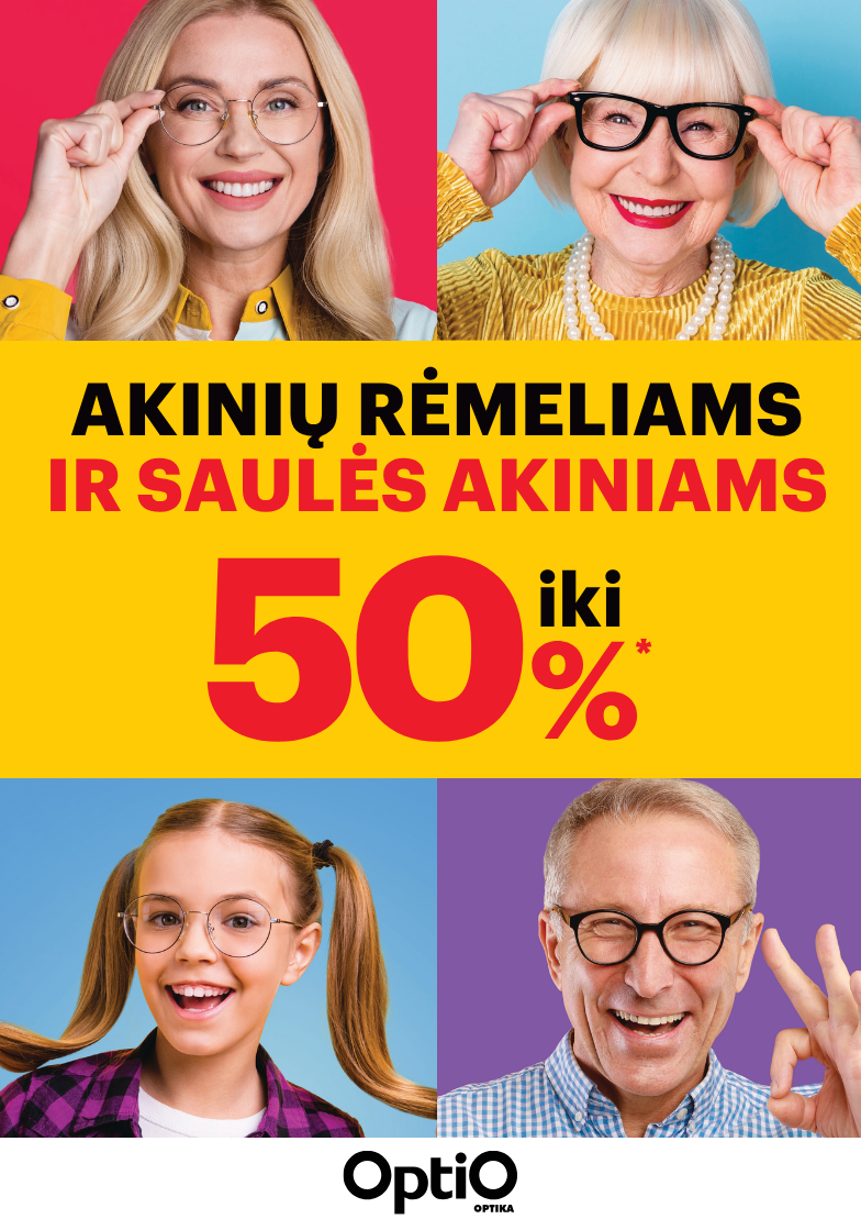 OPTIO. IKI -50% AKINIŲ RĖMELIAMS IR SAULĖS AKINIAMS