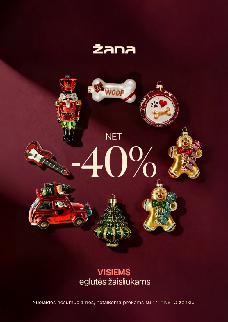 –40 % eglutės žaisliukams ir dekoracijoms